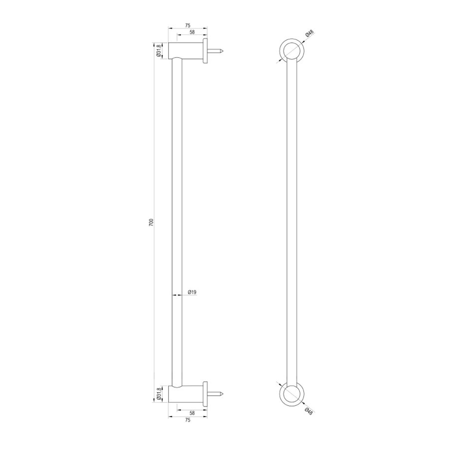 Glijstang Brauer Black 70cm Mat Zwart