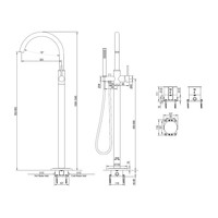 Vrijstaande Badkraan Brauer Black Met Handdouche Rond Mat Zwart