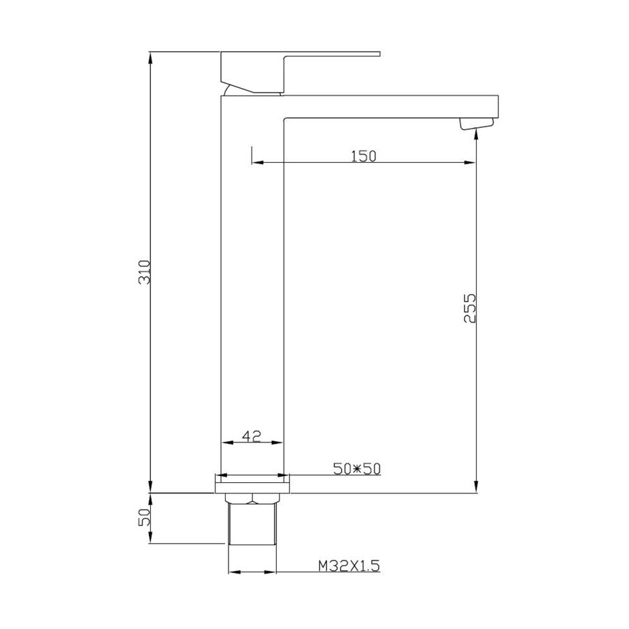 Wastafelmengkraan Best Design Nero 31 cm 1-hendel Mat Zwart