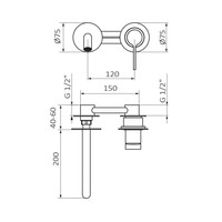 Inbouw Wastafelkraan GRB Time zonder Waste Wit 20 cm