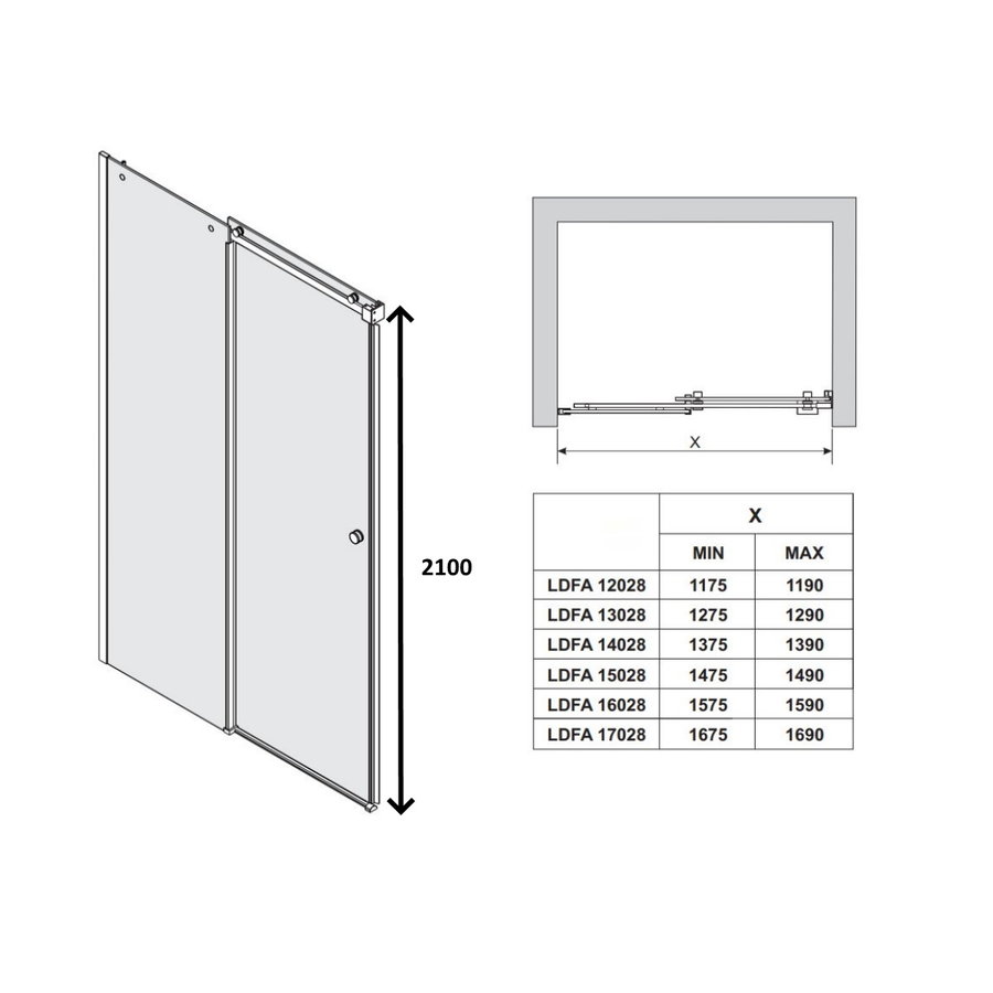 Schuifdeur Lacus Pantella Round Tweedelig Helder Glas Chroom Aluminium Profiel (alle maten)