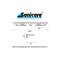 Spiegelverlichting Sanicare LED Anna 5 Watt 80 cm Chroom