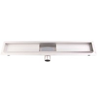 Douchegoot Brauer 100x7 cm RVS Vloerflens Inclusief Kunststof Sifon Verstelbare Poten