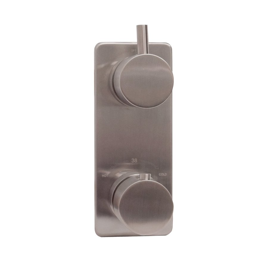 Inbouw Douchekraan Boss & Wessing Luxe Thermostatisch 2-Wegs Rond Geborsteld Staal