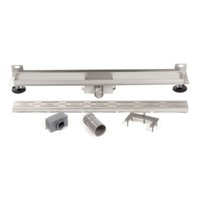 Douchegoot Brauer RVS Geborsteld Muur Montage 60x7 cm Inclusief Sifon Kunststof Standaard Rooster