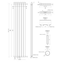 Radiator Boss & Wessing Jarmilo 200x45 cm Midden Onder Aansluiting Dubbel Wit (1461 Watt)