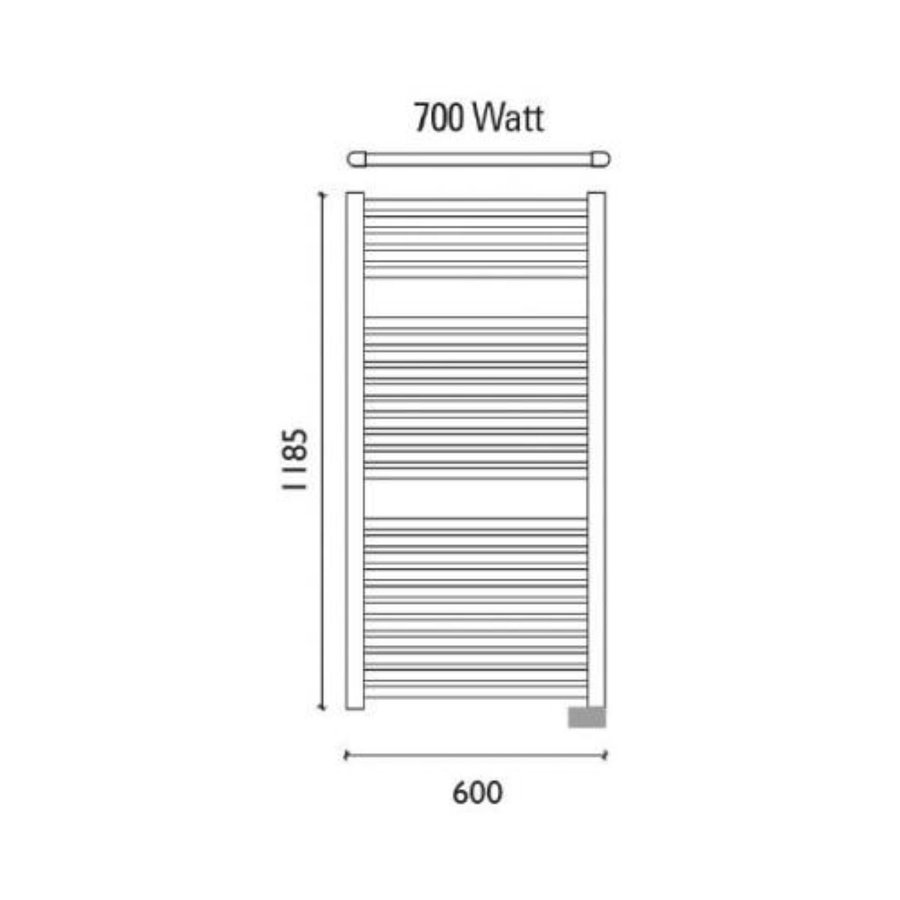 Elektrische Radiator Boss & Wessing Emma 118,5x60 cm Gepoedercoat Wit