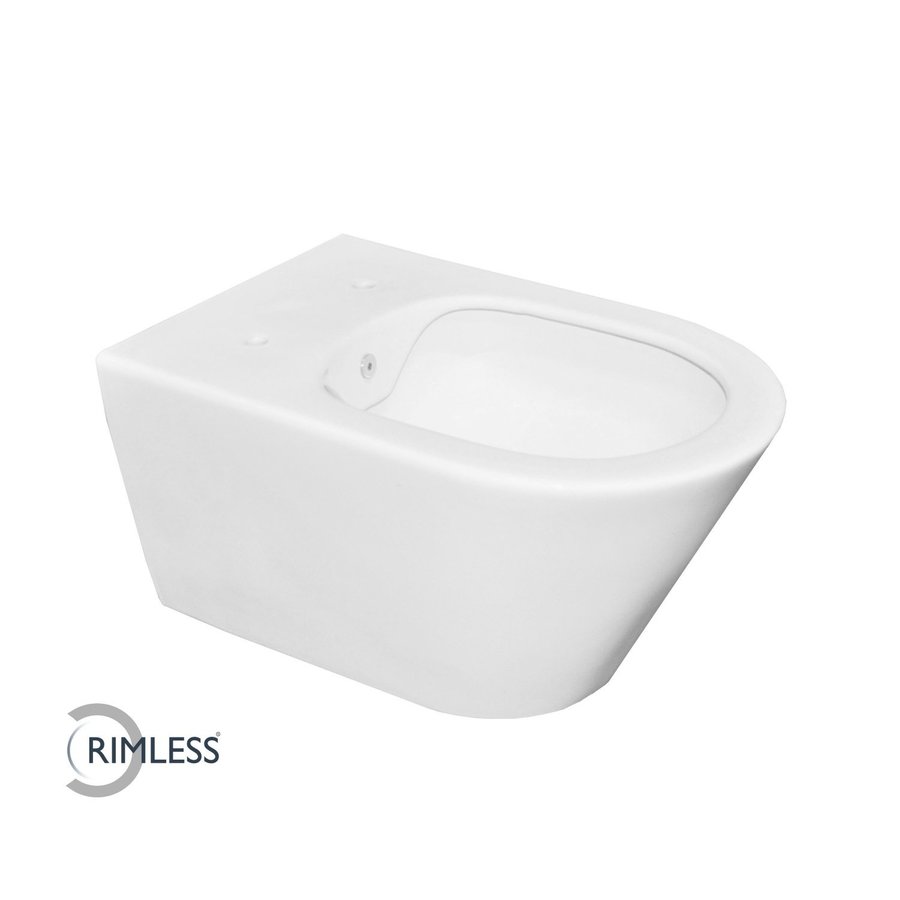 Wandcloset Wiesbaden Luxe Rimless 53 cm Inclusief Bidet-functie Mat Wit