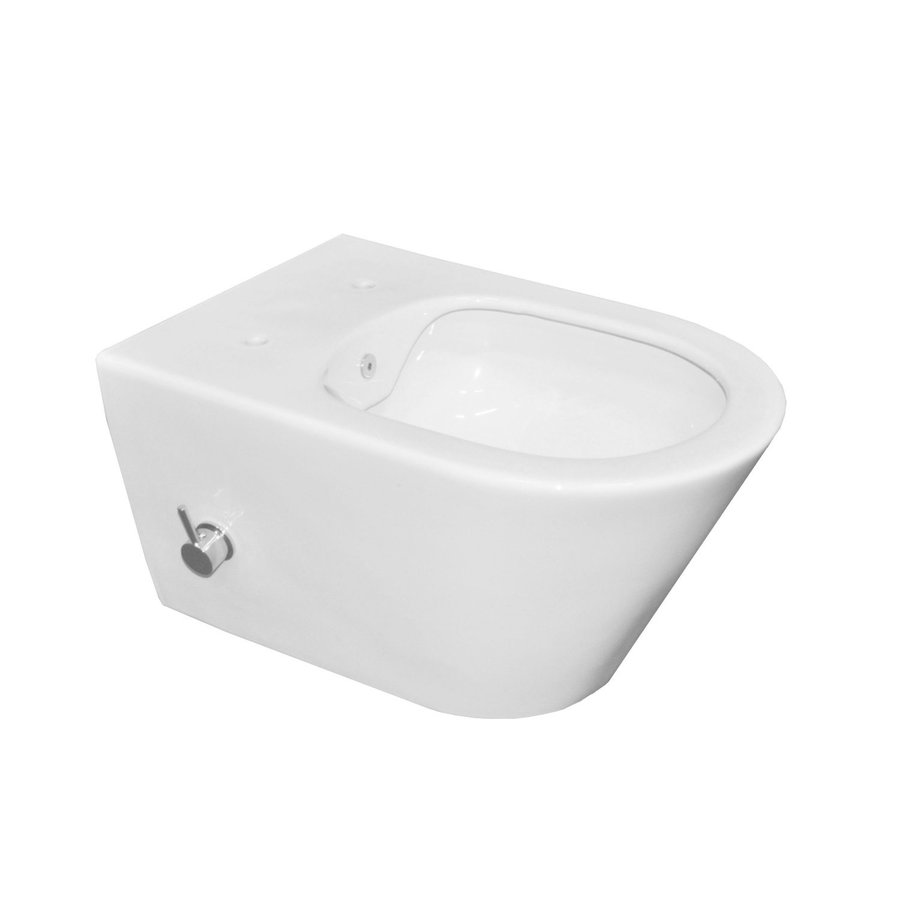 Wandcloset Wiesbaden Luxe Rimless 53 cm Inclusief Ingebouwde Bidet Wit