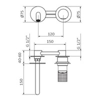 Inbouw Wastafelkraan GRB Aura Mengkraan 15 cm Messing Chroom Zonder Clickwaste