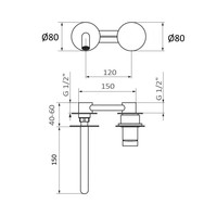 Inbouw Wastafelkraan GRB Aura zonder Clickwaste 15 cm Chroom