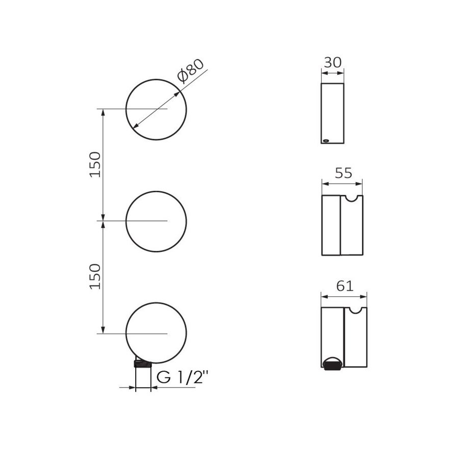 Inbouw Douchekraan Thermostatisch GRB InCool 2-Wegs Verticaal Chroom