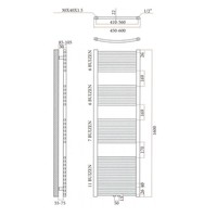 Designradiator Sanicare RVS Look Inclusief Ophanging Midden Aansluiting Recht 160x60 cm