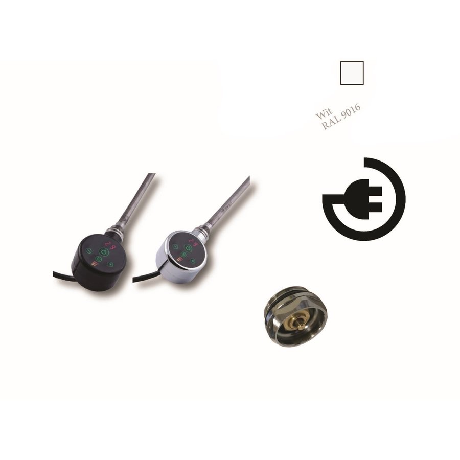 Elektrische Design Radiator Sanicare Plug En Play 111,8 x 60 cm Wit Thermostaat Chroom 730 Watt