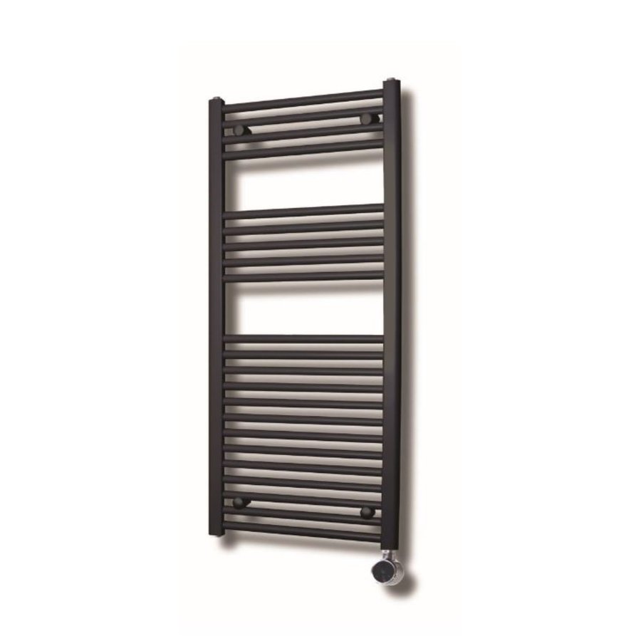 Elektrische Design Radiator Sanicare Plug En Play 111,8 x 60 cm Mat Zwart Thermostaat Zwart 730 Watt