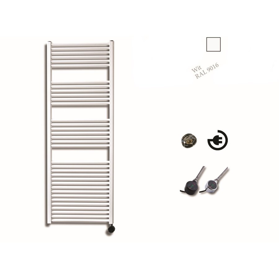 Elektrische Design Radiator Sanicare Plug En Play 172 x 60 cm Wit Thermostaat Chroom 1127 Watt