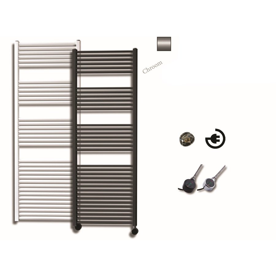 Elektrische Design Radiator Sanicare Plug En Play 172 x 60 cm Chroom Thermostaat Chroom 822 Watt