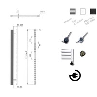 Elektrische Design Radiator Sanicare Plug En Play Qubic 126.4 x 60 cm Mat Zwart Thermostaat Chroom 773 Watt