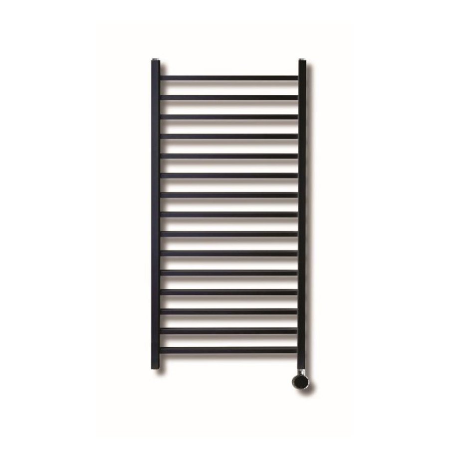 Elektrische Design Radiator Sanicare Plug En Play Qubic 126.4 x 60 cm Mat Zwart Thermostaat Chroom 773 Watt