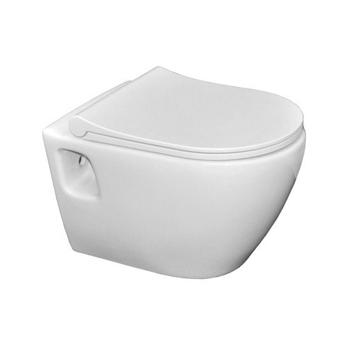 Wandcloset Sanicare Rondo met Soft-Close Toiletzitting Slim Keramiek Quick Release 51x36 cm Wit 