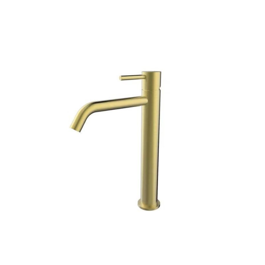 Wastafelmengkraan Opbouw Wiesbaden Style XL Uitloop 19.5 cm 1-hendel Geborsteld Messing Goud