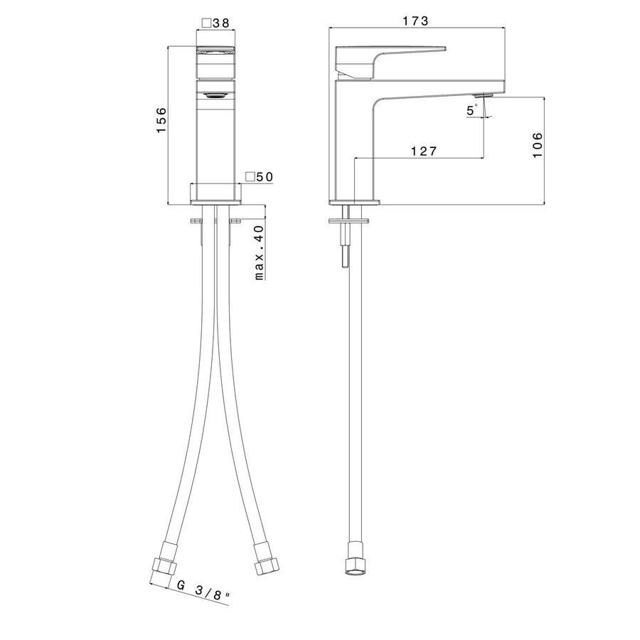 Wastafelmengkraan Sapho Dimy 1-hendel Recht 15.6 cm Mat Zwart