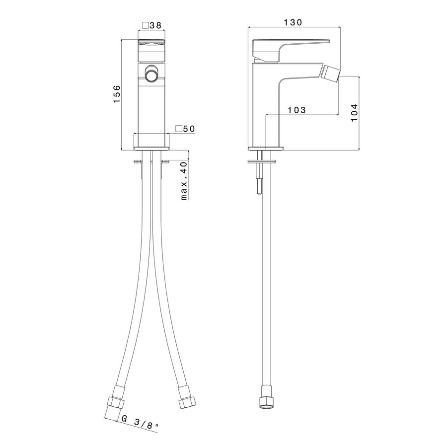 Bidetmengkraan Sapho Dimy Uitloop Recht 1-hendel 15.6 cm Mat Zwart