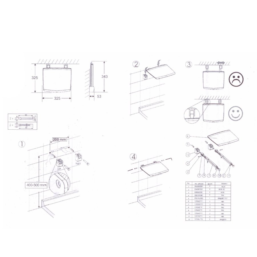 Opklapbare Douchezitting Sapho Gelco 32.5x32.5 cm Antraciet
