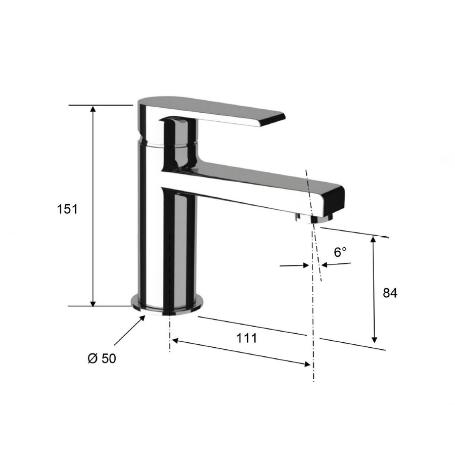 Wastafelmengkraan Sapho Kai 1-hendel Recht 15.1 cm Mat Zwart