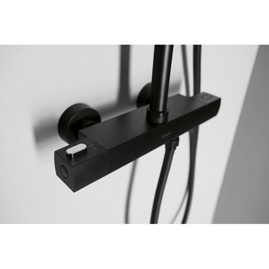 Regendoucheset Opbouw Sapho Spy Thermostaatkraan 29x19 cm Mat Zwart
