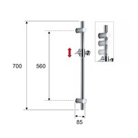 Glijstang Sapho Rond met Glijstuk 70 cm Mat Zwart