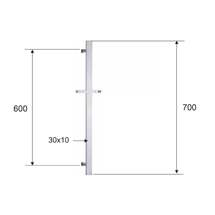 Glijstang Sapho Vierkant met Glijstuk 70 cm Mat Zwart