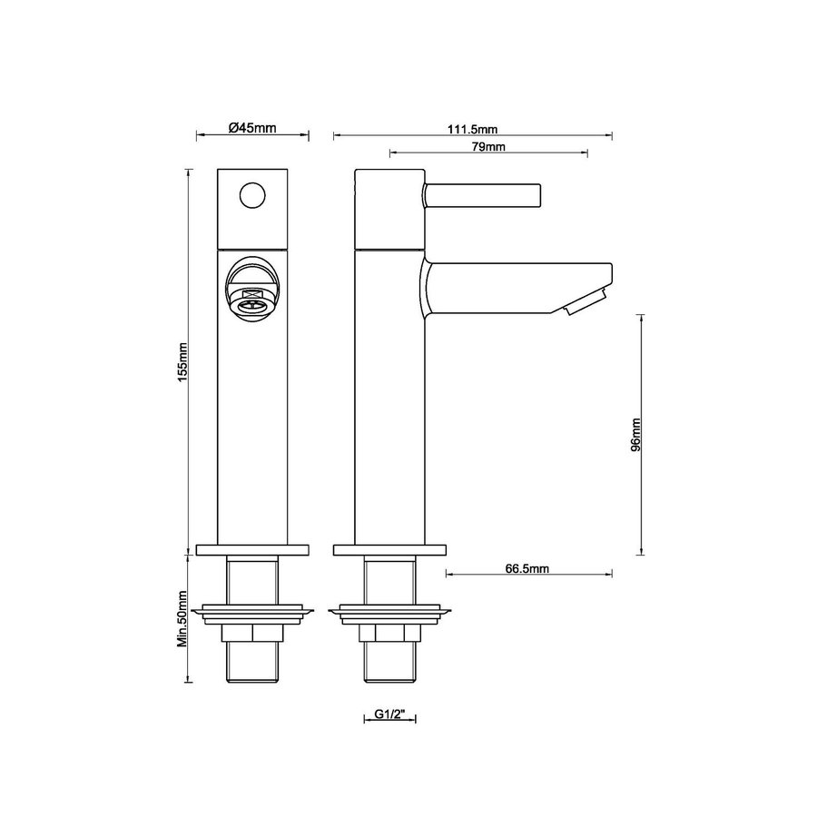 Fonteinkraan Amador XL Hoog 1/2 Mat Zwart