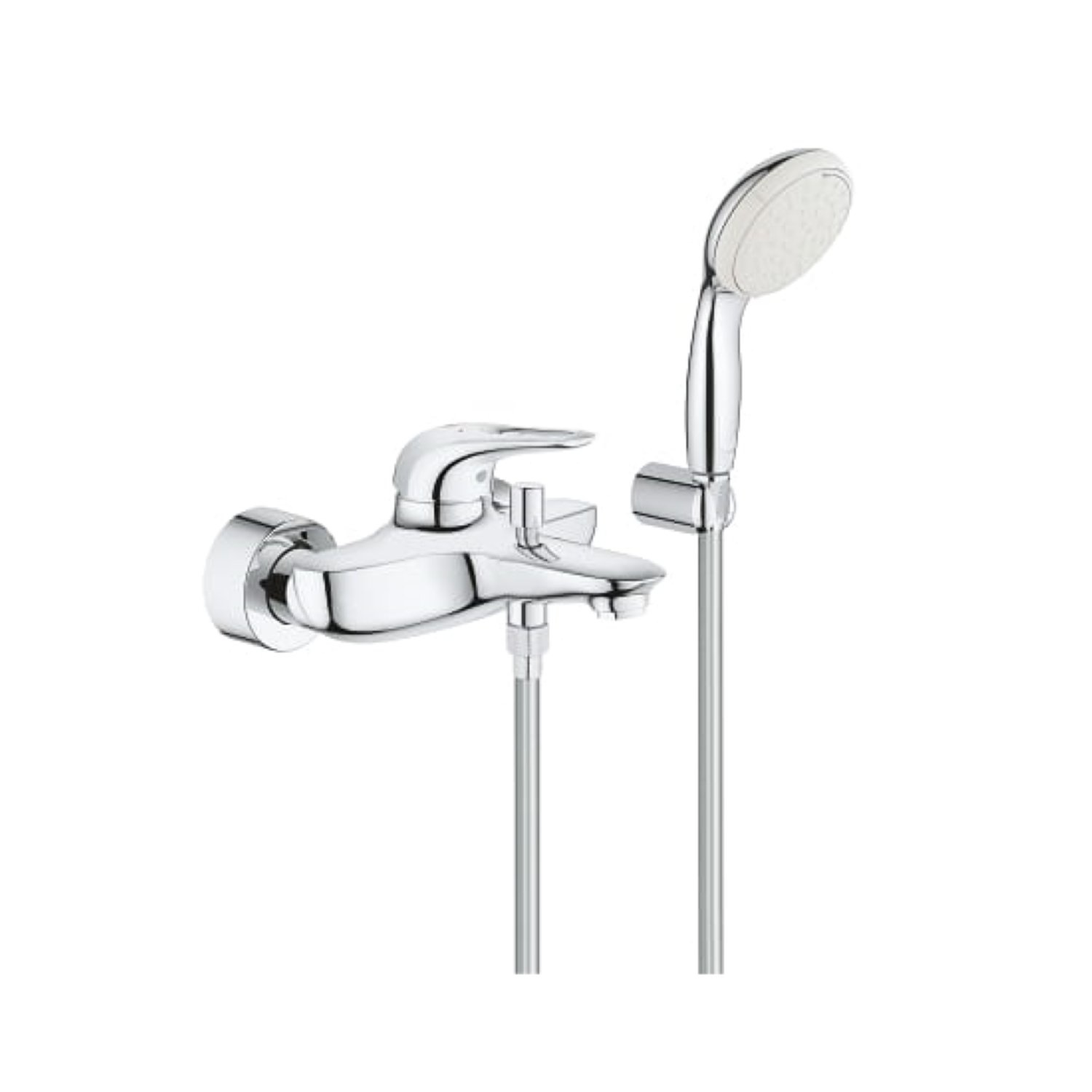 Grohe Badmengkraan Eurostyle met Douchegarnituur 1-greep Chroom-Wit