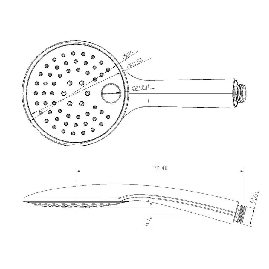 Handdouche Wiesbaden Rain Klik Los Verstelbaar Mat Zwart