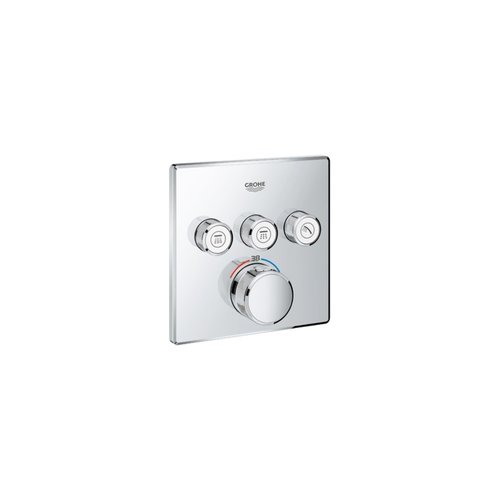 Inbouw Thermostaatkraan Grohe SmartControl Afbouwdeel Met Omstel 3 Functies Vierkant Chroom 