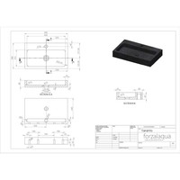 Wastafel Forzalaqua Taranto Graniet Gezoet Zonder Kraangat Zwart 50x30x8 cm