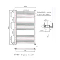 Designradiator Boss & Wessing Vertico Multirail 80x50 cm Chroom Zij-Onderaansluiting
