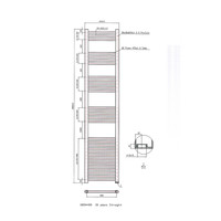 Designradiator Boss & Wessing Vertico Multirail 180x40 cm Chroom Zij-Onderaansluiting