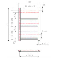 Designradiator Boss & Wessing Vertico Multirail 60x40 cm Antraciet Zij-Onderaansluiting