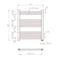 Designradiator Boss & Wessing Vertico Multirail 60x50 cm Antraciet Zij-Onderaansluiting