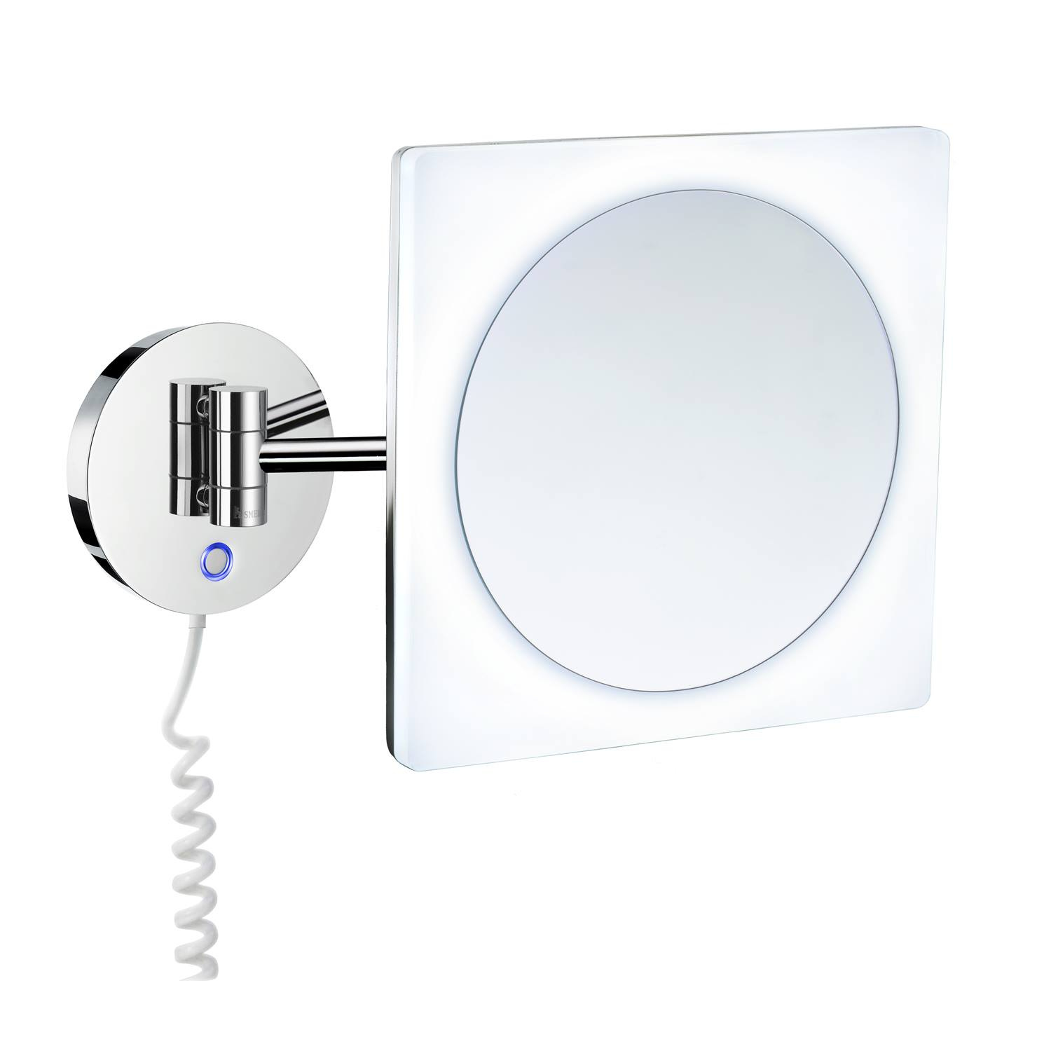 Vergrotingsspiegel Smedbo Outline Draaibaar met LED PmmA Dual Light Vierkant Chroom Smedbo