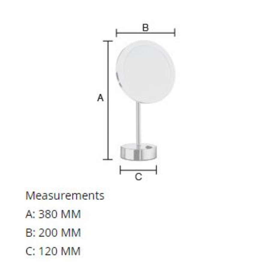 Vergrotingsspiegel Smedbo Outline Vrijstaand met LED PMMA Dual Light Zwart