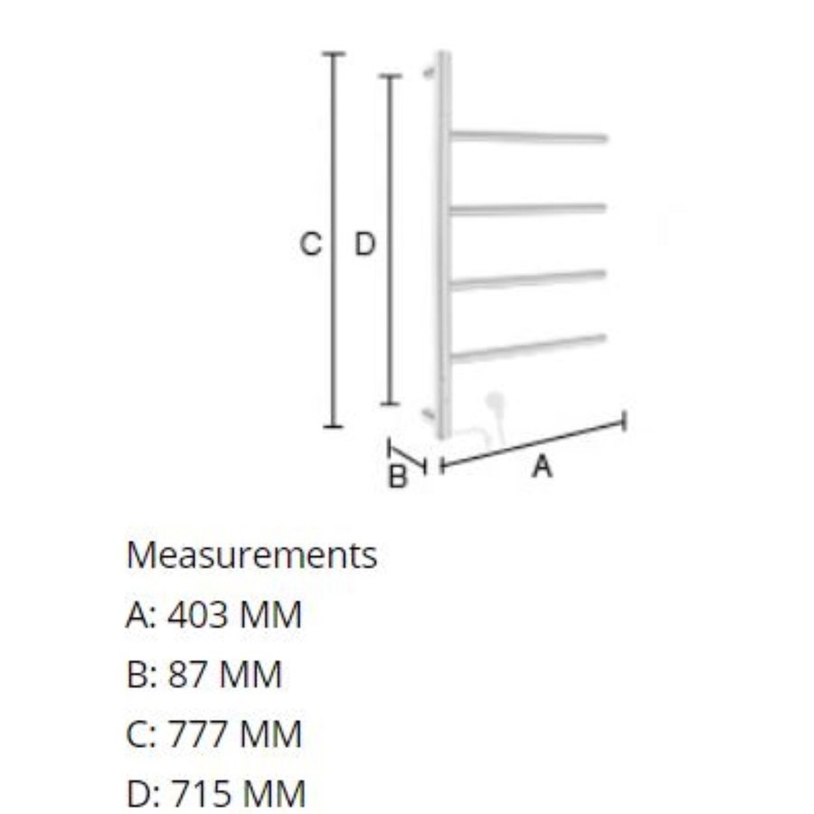 Elektrische Handdoekradiator Smedbo Dry 4 Draaibare Armen 40,3x77,7 cm 40W RVS Gepolijst