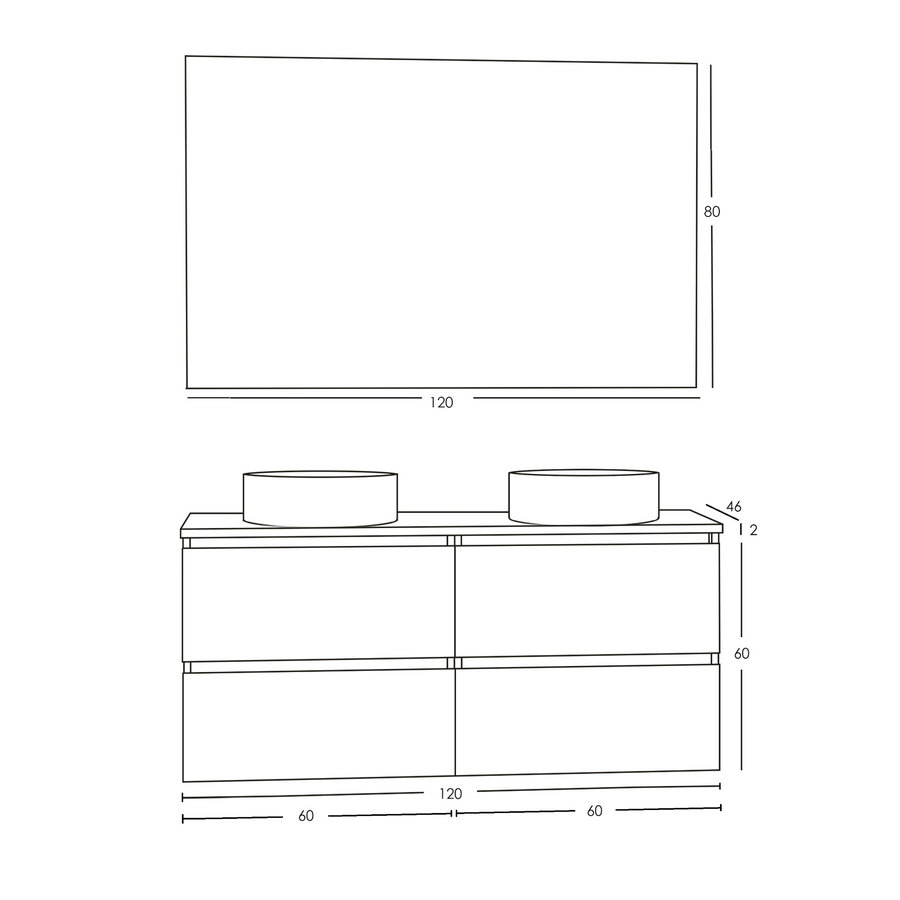 Onderkast Boss & Wessing Badkamermeubel 120 cm Met Wastafelblad Nato