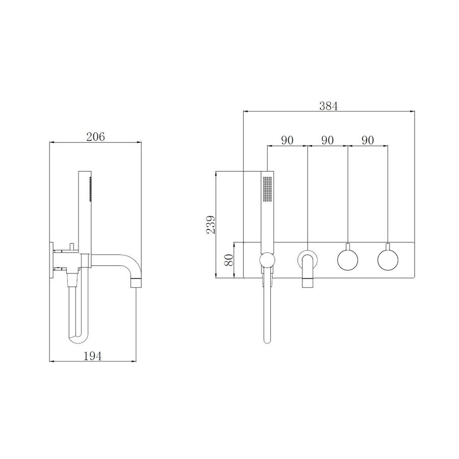 Badkraan Inbouw Boss & Wessing Thermostatisch 2-knops Geborsteld Messing Goud