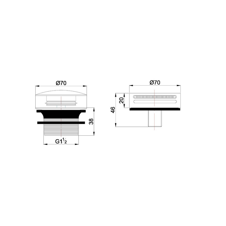 Badafvoerplug Set Boss & Wessing tbv Badoverloopcombinatie Met Vulfunctie Rond Mat Zwart