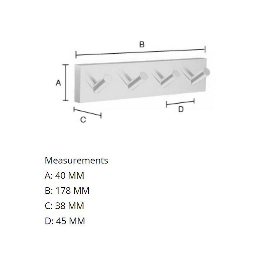 Handdoekhaak Smedbo House Met 4 Haken 17.8 x 3.8 cm Mat Zwart