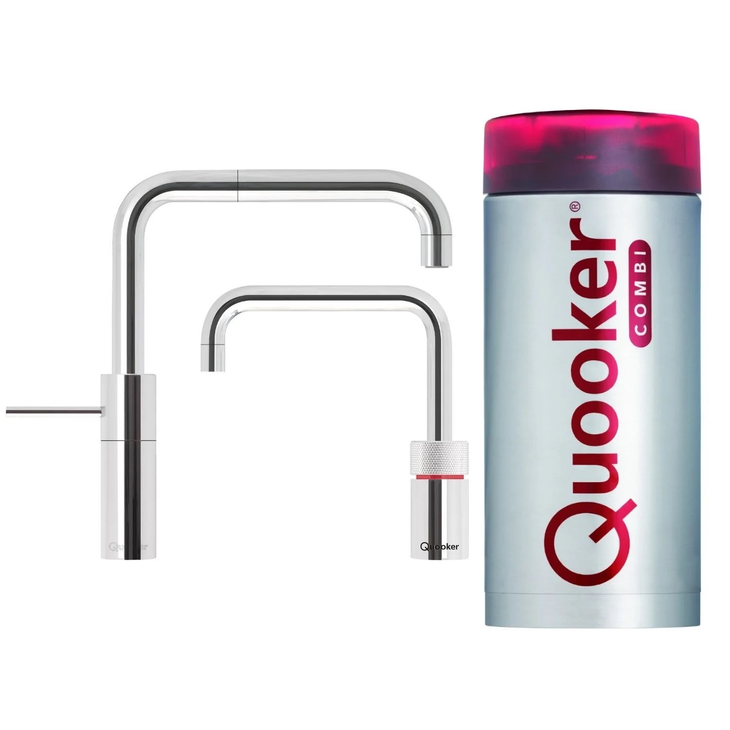 Quooker Nordic Square Twintaps met Combi + Boiler Chroom Quooker