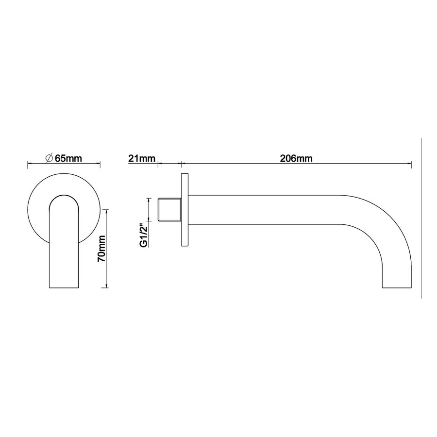 BWS Inbouwuitloop Rond 20 cm 1/2" Gunmetal